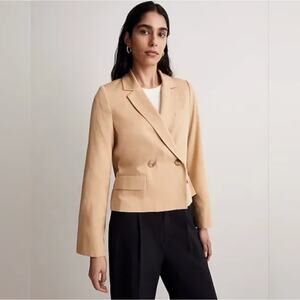 MADEWELL Drapeweave Caldwell Double Breasted Blazer Cropped Tan Sz XS NWT {SS21}